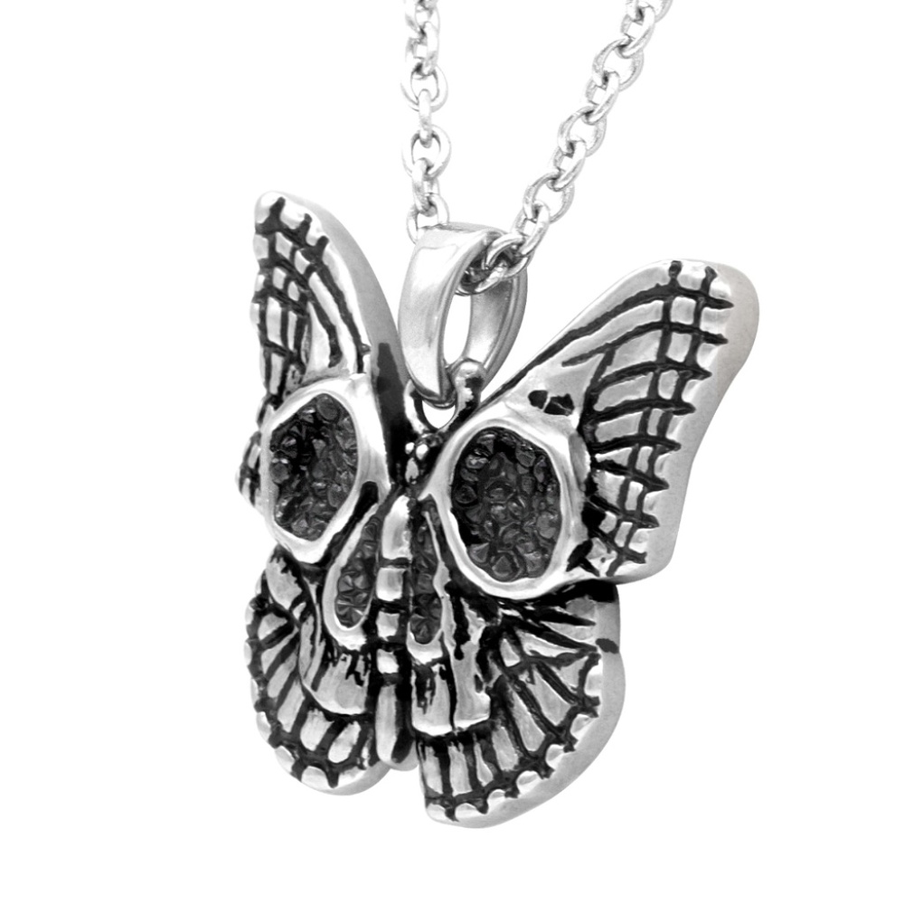 Monarch Skull Necklace w Black CZ - Picture 7 of 8